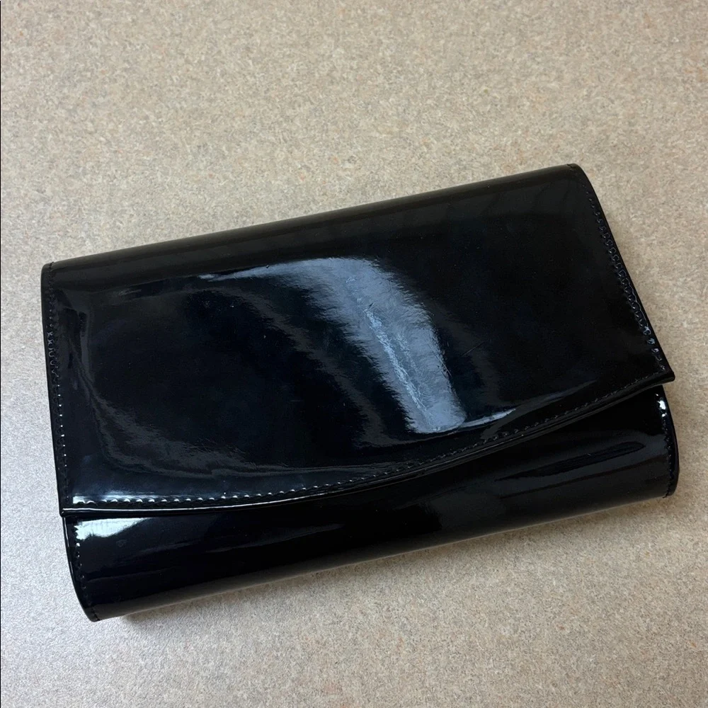 Sleek Black Patent Leather Clutch small bag hard case
